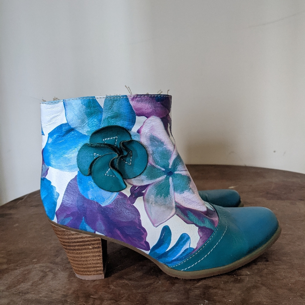 L'Artiste floral ankle boot handmade 37 (6.5) - Picture 2 of 10